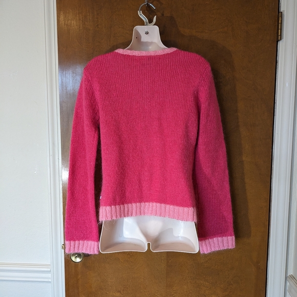 Y2K Tommy Hilfiger Pink Mohair Acrylic Blend Knit Cardigan Sweater - Picture 2 of 7